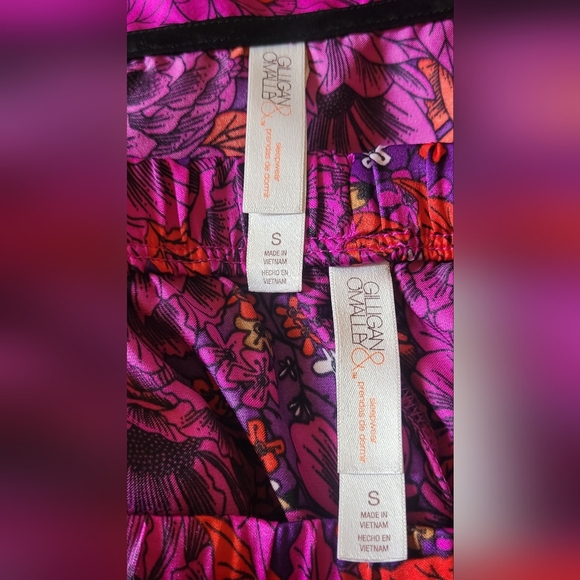 PRETTY GILLIGAN & O'MALLEY PURPLE/RED PAISLEY PRINT SILKY PAJAMA SET SZ. SM - Picture 6 of 6